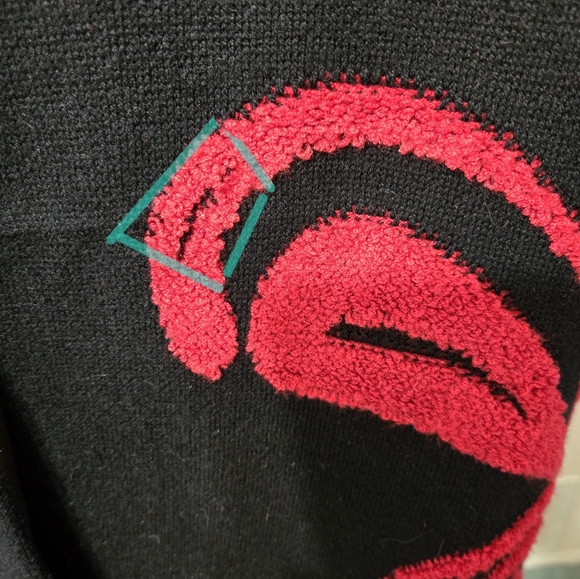 Chico's Red & black scroll long cardigan - Picture 7 of 10